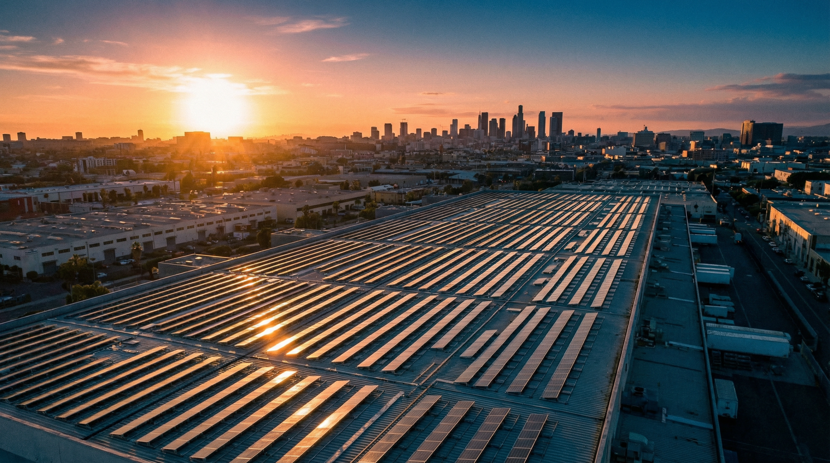 Solaranlage bei Sonnenuntergang